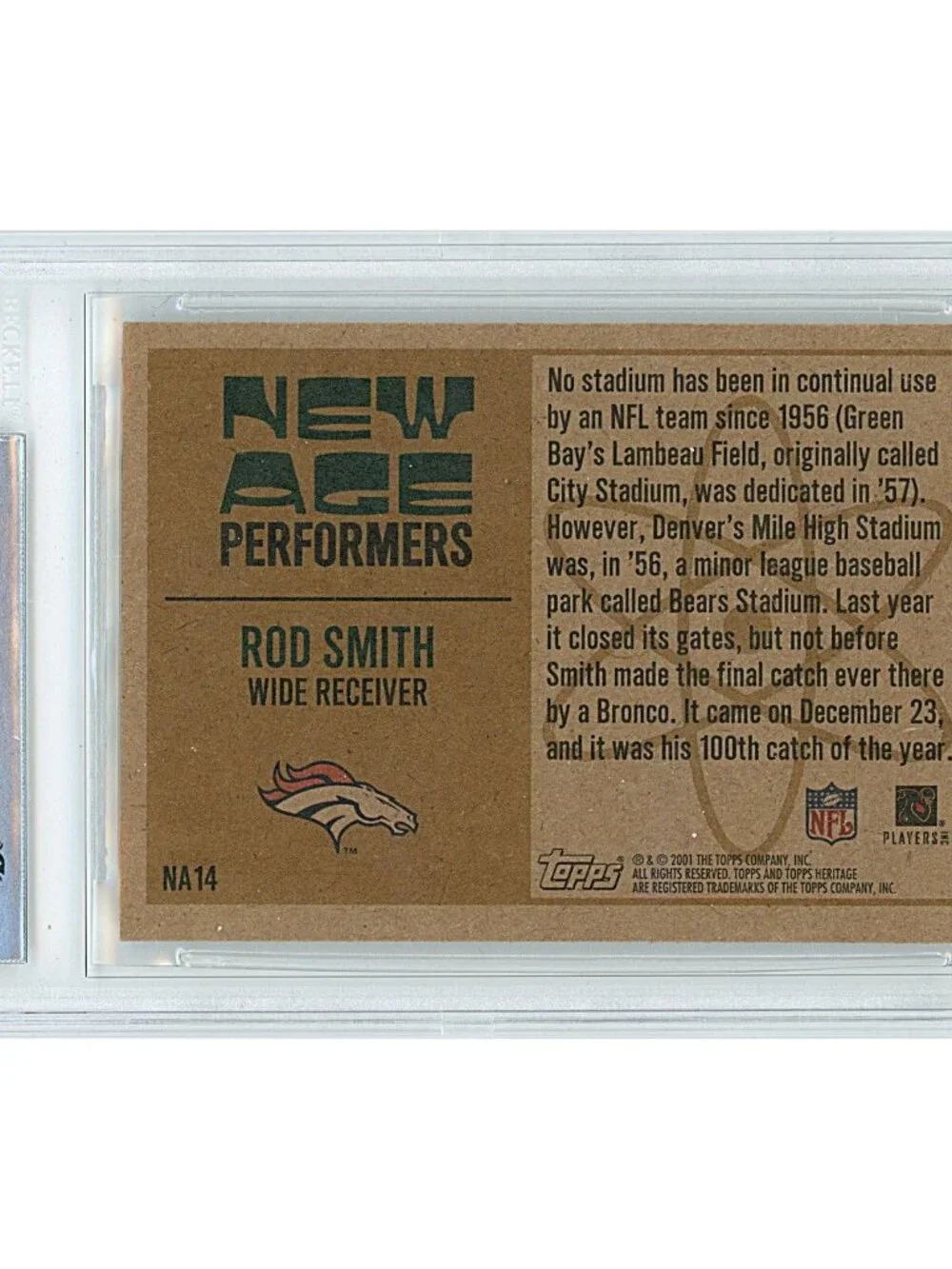 Rod Smith Signed 2001 Topps Heritage Football Card Beckett Broncos Autograph BAS